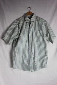 LL Bean Mens Size Reg L Button Down Striped Short Sleeve Shirt Cotton Pocket - Picture 1 of 3