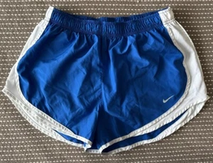 Pantalones Cortos Dri-Fit Grandes Nike Para Mujer Correr Atléticos Azul Blanco Forrados Usados en Excelente Condición L - Imagen 1 de 11