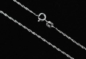 925 Sterling Silver RHODIUM Plated 1.0mm Singapore  Chain Necklace ITALY 16" - Bild 1 von 3