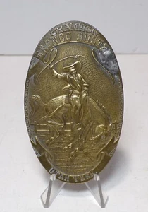 Champion Bronco Buster Utah Terr 1970's "Tiffany" Brass Belt Buckle 101124WT2-F3 - Picture 1 of 3