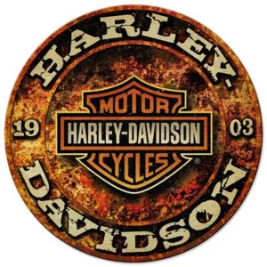 HARLEY DAVIDSON 1903 RUST OR FLAMES 14" ROUND HEAVY DUTY USA MADE METAL ADV SIGN - Picture 1 of 1