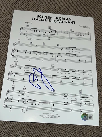 BILLY JOEL SIGNED AUTOGRAPH SHEET MUSIC SCENES FROM ITALIAN RESTAURANT BECKETT O Cover