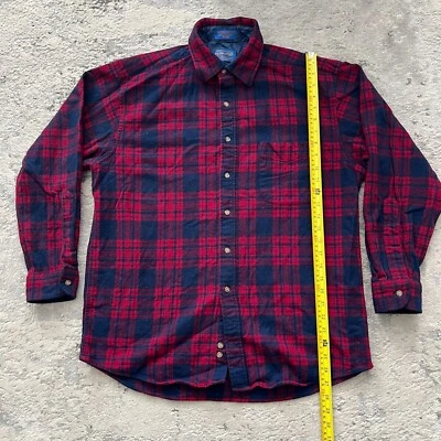 Vintage 1990’s Pendleton Wool Shirt Plaid Collared Mens Large Red USA Outdoor - Image 1 of 4
