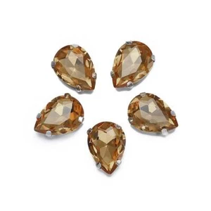 Sew On Teardrop Glass Crystal Rhinestones Flat Back Claw Cup Craft Beads lot - Picture 1 of 33
