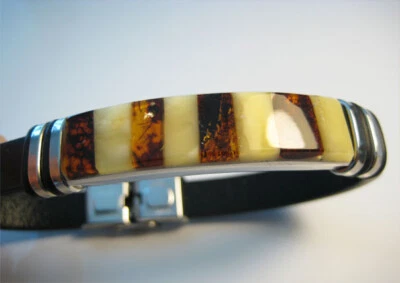 正品琥珀男式时尚波罗的海琥珀多色手链!!! — 第 1/2 张图片