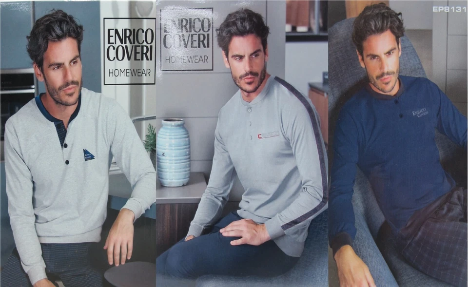 ENRICO COVERI PIGIAMA UOMO COMPLETO CASA GIOVANILE COTONE ESTIVO MANICA LUNGA - Immagine 1 di 1