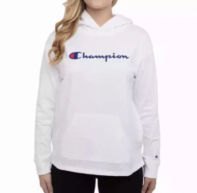 New Champion Women’s Jersey Pullover Hoodie with Kangaroo Pocket Small S White  - Image 1 of 3