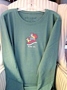 NWT! LIFE IS GOOD WOMENS.. "RIDE ON".. L/S VINTAGE CRUSHER TEE (XL) - Picture 1 of 4