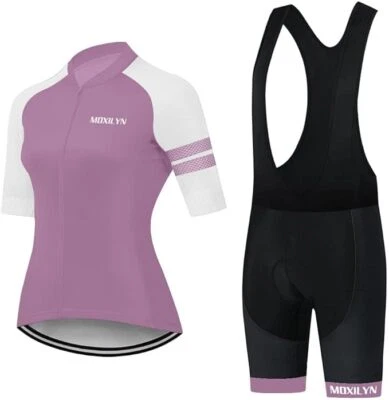 (Vendedor de EE. UU.) Conjunto de camisa de bicicleta de manga corta para mujer + juego de babero Foto 1 de 3