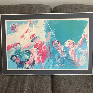 Vintage Leroy Neiman Masters of Golf 24 X 36 inch Framed No Glass - Picture 1 of 4