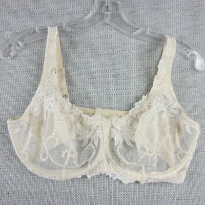 Sujetador Lunaire Mujer 34DDD Marfil Encaje Malla Alambre Transparente Minimizador Lencería Clásica Foto 1 de 4