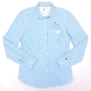 Gaastra Womens Shirt STRETCH Button-Up MEDIUM Basic Blue Cotton Elastane 97/3 - Picture 1 of 10