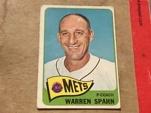 Warren Spahn #205 1965 Topps New York Mets Baseball Card - EX - Corner Wear - Picture 1 of 2