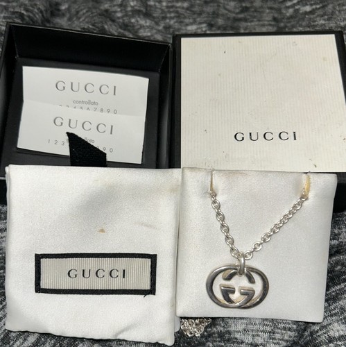 Autentica Collana Catena Argento Sterling .925 Gucci GG con Scatola Borsa