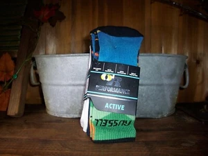 RUSSELL PERFORMANCE BOYS ACTIVE CREW SOCKS 3 PAIRS SIZE MED SIZE 9-2.5 GREEN BLU - Picture 1 of 1