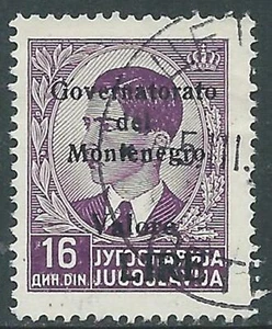 1942 MONTENEGRO USATO SOPRASTAMPATA NERA VALORE LIRE 16 D - RA18-6 - Foto 1 di 1