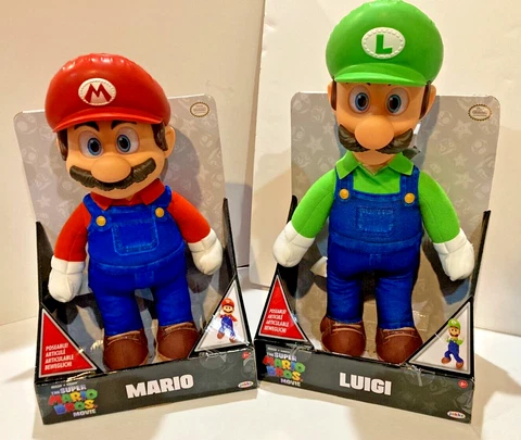 Super Mario Bros the Movie Mario 14” or Luigi 15” YOU CHOOSE Poseable Plush 2023 Cover