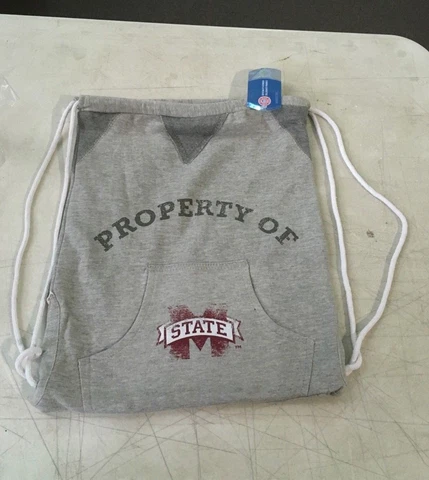 Mississippi State Bulldogs Hoodie Cinch Bag Ash 100% Polyester 17" x 14" Cover