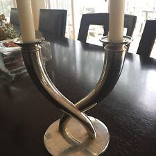 Christofle Gio Ponti double candlestick mid century silver plate France signed