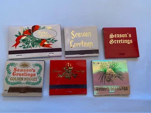 Six (6) Christmas Matchbooks Season's Greetings Outrigger Hawaii Golden Nugget - Picture 1 of 10