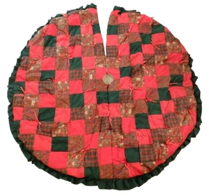 Christmas Tree Skirt Patchwork Quilt Red Green 54" Diameter - Picture 1 of 2