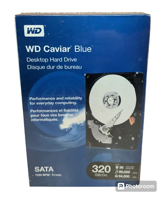 Vintage WD 320GB Drive Caviar Blue SATA II 7200 RPM Factory Sealed 3.5" -XP/2000 - Image 1 of 4