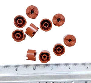 LOT 10 LEGO PIECES REDDISH BROWN ROUND BRICK WITH AXLE HOLE LOG PARTS 6036503  - Picture 1 of 2