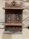 Vintage Hand Carved Wooden Wall Shelf – Indian Kashmiri Teak Wood -Boho Design