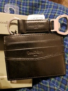 Vegan Leather Credit Card Holder & Key Chain- Goodfellow & CO -Wallet Black RFID - Picture 1 of 2