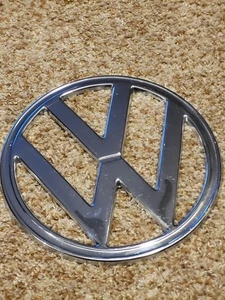 Vintage Oem Chrome VW Bus 10" Front Emblem 4 Pin Mount Stainless Steel - Bild 1 von 16