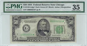 1934 $50 Small Size Federal Reserve Star note Chicago PMG 35 - Picture 1 of 2