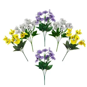 CURTEK 6 Bundles Artificial Silk Flowers 13.7'' Faux Pansy Flowers UV Resista... - Picture 1 of 7