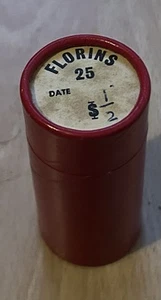 Collection Of English Florins- 25 Coins- Elizabeth II In Red Tube - Picture 1 of 2