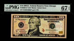 2004A $1 FRN CHICAGO. FR: 2039-G* (STAR). PMG Graded: 67 EPQ. LOW RUN. - Picture 1 of 5