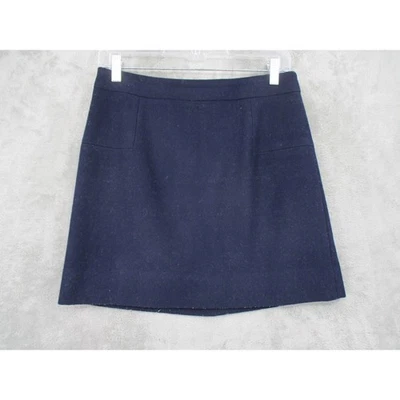J Crew Skirt 4 Wool Blend Navy Blue Mini Preppy Academia Schoolgirl Zip Navy - Image 1 of 4