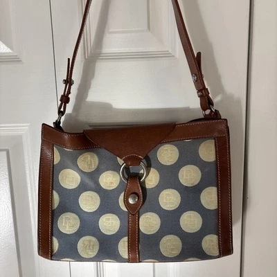 Bolso de Hombro Cartera Dooney & Bourke Lona Cuero Denim Burbuja Firma Logo Foto 1 de 4