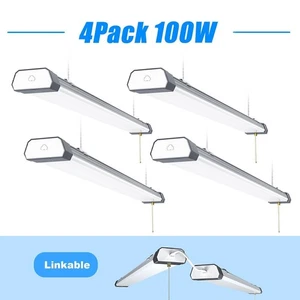 4Pack 100W Linkable LED Ceiling Utility Shop Light 3.6FT Hanging / Surface Mount - Picture 1 of 12
