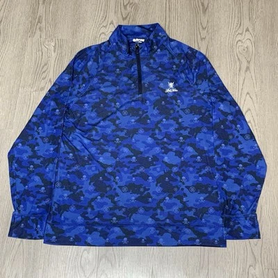 Pullover G/Fore Icon Calaveras Camuflado 1/4 Cremallera Golf Medio Elastizado Azul Lujo Grapa Foto 1 de 4