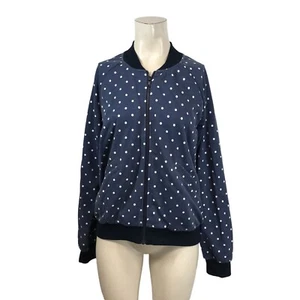MODCLOTH - WOMEN'S LARGE - NAVY POLKA DOT FULL ZIP JACKET - Picture 1 of 6