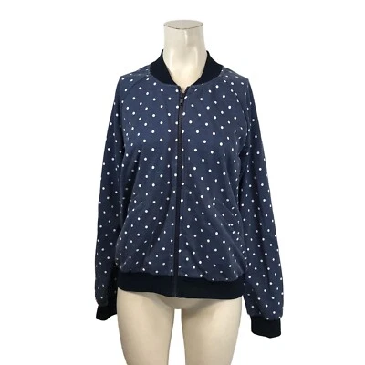 MODCLOTH - WOMEN'S LARGE - NAVY POLKA DOT FULL ZIP JACKET - Image 1 of 4