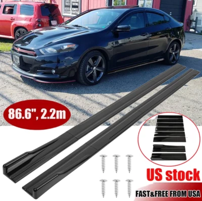 Falda lateral de 86,6"" divisor extensión labial negro brillante para Dodge Dart 2013-2016 Foto 1 de 4