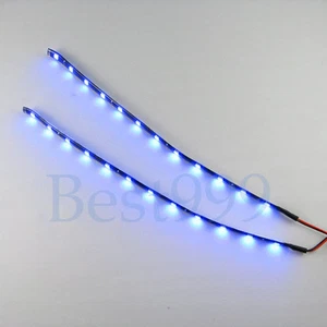 Tira de luces LEDs azules 12 piezas 30 cm 5050 SMD flexible impermeable 12 V hágalo usted mismo coche - Imagen 1 de 6