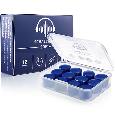 SCHALLWERK® Soft+ 12 Silikon Ohrenstöpsel –  Schlafgehörschutz Schnarchen  • 12.90€