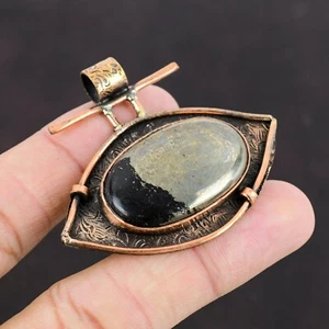Venta de San Valentín Piedras Preciosas Pirita Ovaladas Aniversario Chakra Solar Nuevo Colgante Cobre - Imagen 1 de 6