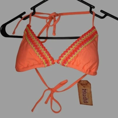 NUEVO CON ETIQUETAS Mudd XS Crochet Neón Naranja Bikini Traje de Baño Traje de Baño Separado SOLO TOP Foto 1 de 4