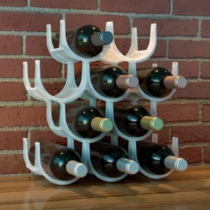 Modular Wine 10 Bottle White Plastic Free Standing Counter Rack Storage Holder - Picture 1 of 3