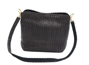 GUCCI Woven Webbing Brown Shoulder Bag Hand Bag Purse Brown Leather Used Italy - Picture 1 of 20