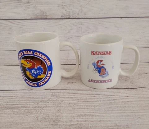 Rare 1988 & 2008 Kansas Jayhawks NCAA Basketball Championship Mugs Cover