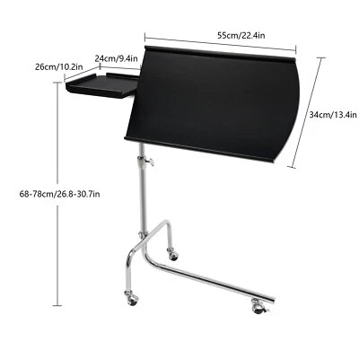 Modern Black Free-standing Adjustable Wood Swivel Tray Table w/ Ergonomic Stand - Image 1 of 4