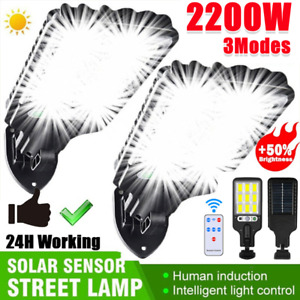 2200W LED Solar Light Outdoor Garden Motion Sensor 3 Modes Lamp Street Wall Yard